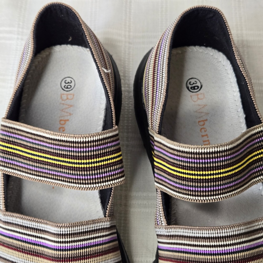 NWOB‎ Bernie Mev Mary Jane Comfort Shoes 39 (8) Multicolor Striped Slip On Flats - Picture 8 of 11
